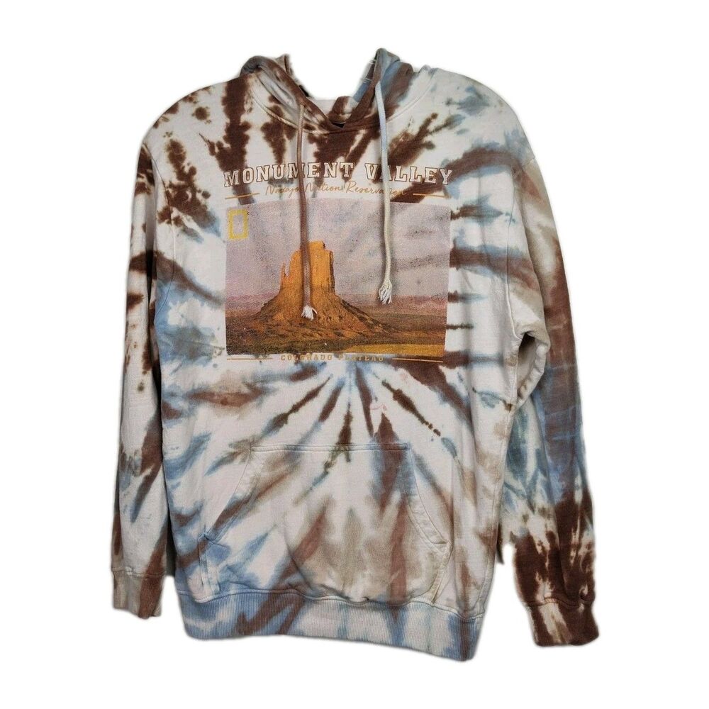 National Geographic‎ Monument Valley Hoodie Men's S Brown Tie-Dye Graphic Print